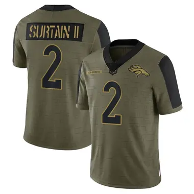 Men's Nike Denver Broncos Pat Surtain II 2021 Salute To Service Jersey - Olive Limited