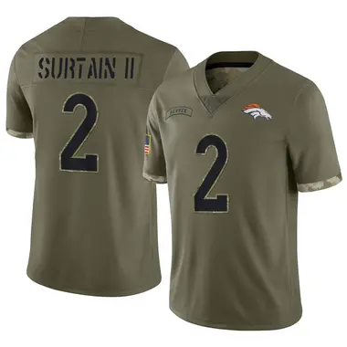 Men's Nike Denver Broncos Pat Surtain II 2022 Salute To Service Jersey - Olive Limited