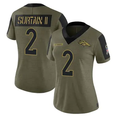 Women's Nike Denver Broncos Pat Surtain II 2021 Salute To Service Jersey - Olive Limited